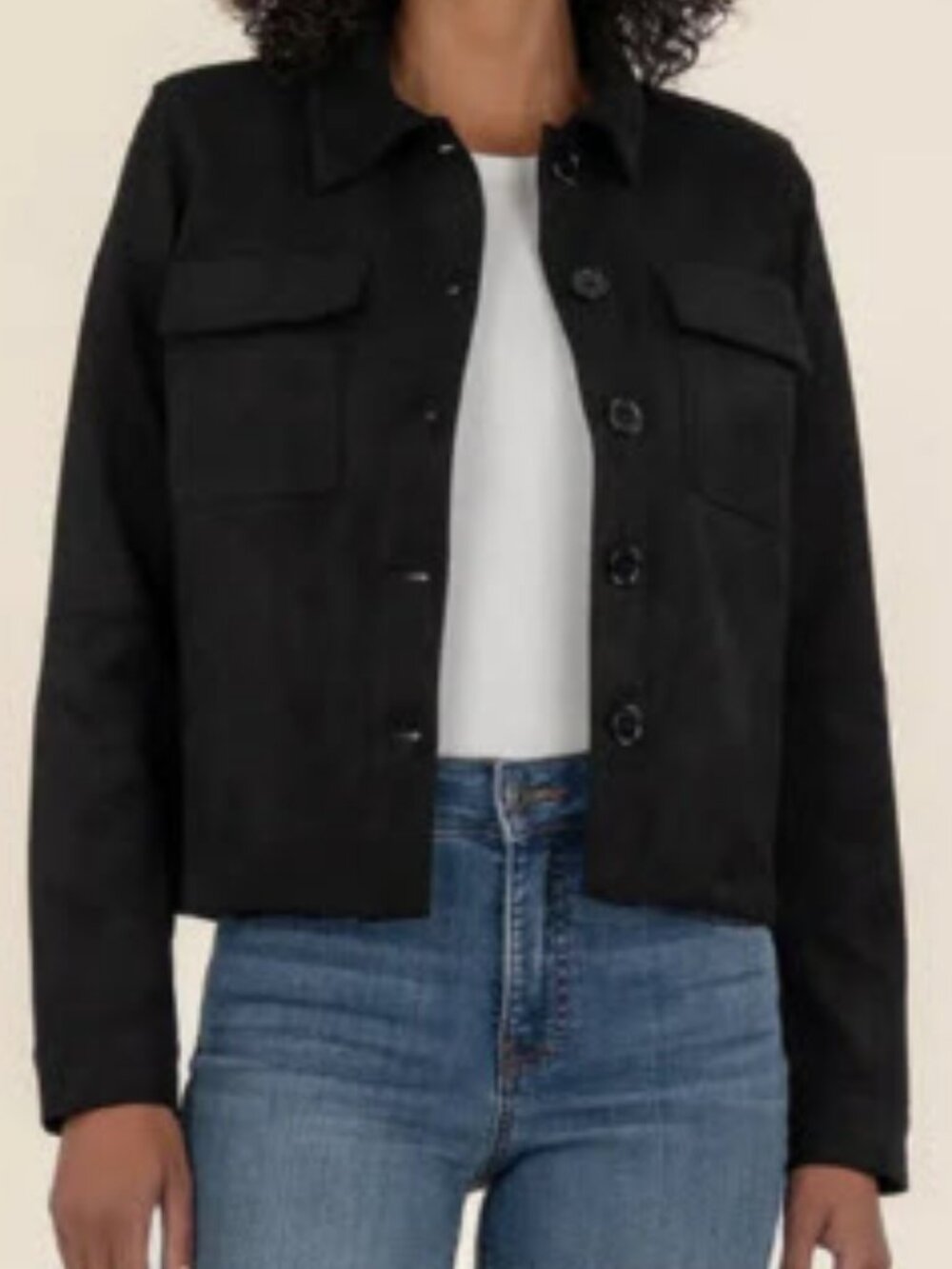 Kut from the Kloth Yara Faux Suede Jacket, Black, Size XL
